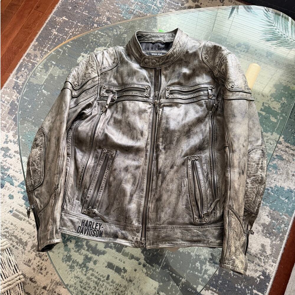 Harley Davidson Men's Carboy Distressed Leather Motorcycle Jacket